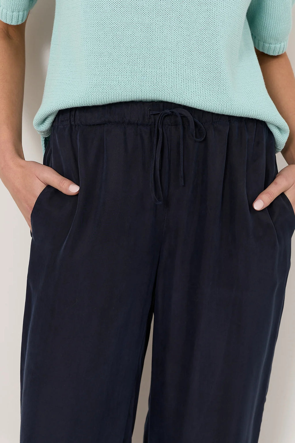 Adorne Lorna Cupro Navy Pant
