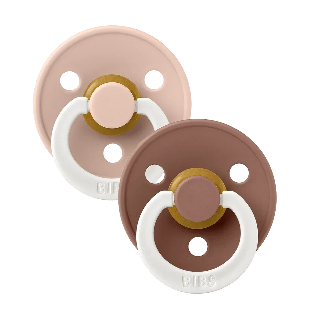 BIBS Colour Soother Double Pack - GLOW - Assorted (Round/Natural Rubber)