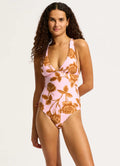Seafolly Rococo Deep V Neck One Piece - Blossom