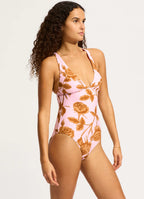 Seafolly Rococo Deep V Neck One Piece - Blossom