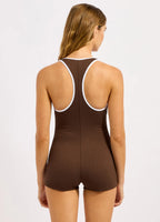 Seafolly - Beach Bound Retro Boyleg One piece - Dark Chocolate