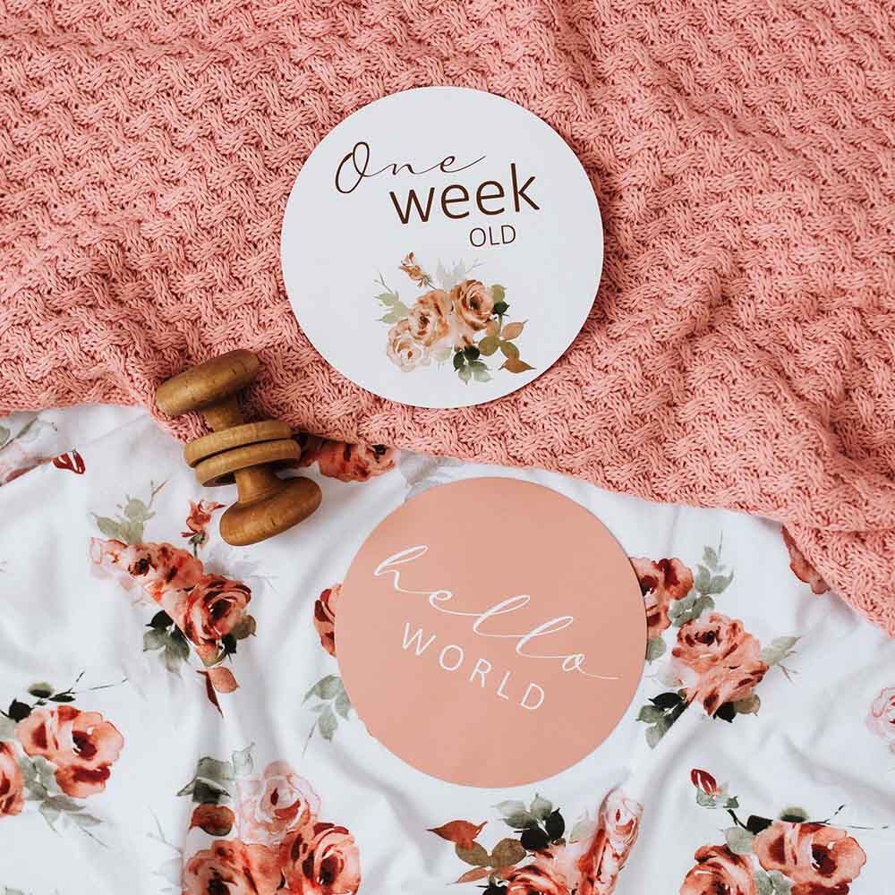 Snuggle Hunny Milestone Cards - Rosebud & Pink Sand