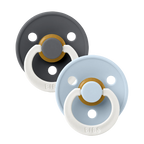 BIBS Colour Soother Double Pack - GLOW - Assorted (Round/Natural Rubber)