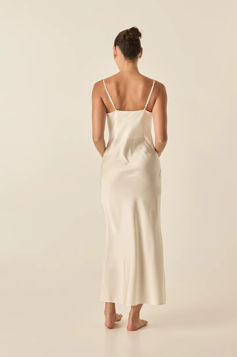 Gingerlilly - Freda Ivory Satin Long Chemise