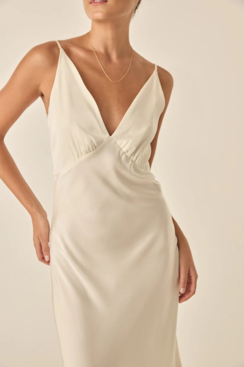 Gingerlilly - Freda Ivory Satin Long Chemise