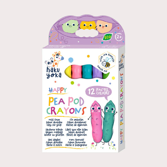 Haku Yoka Happy Pea Pod Crayons - 12 Pastel Colours