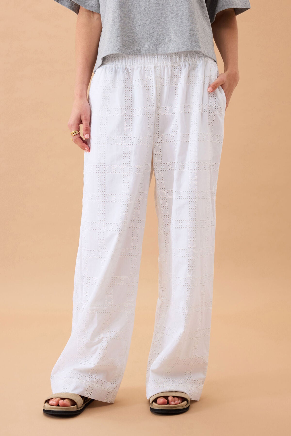 Ceres Life - The Lounge Pant White Broderie