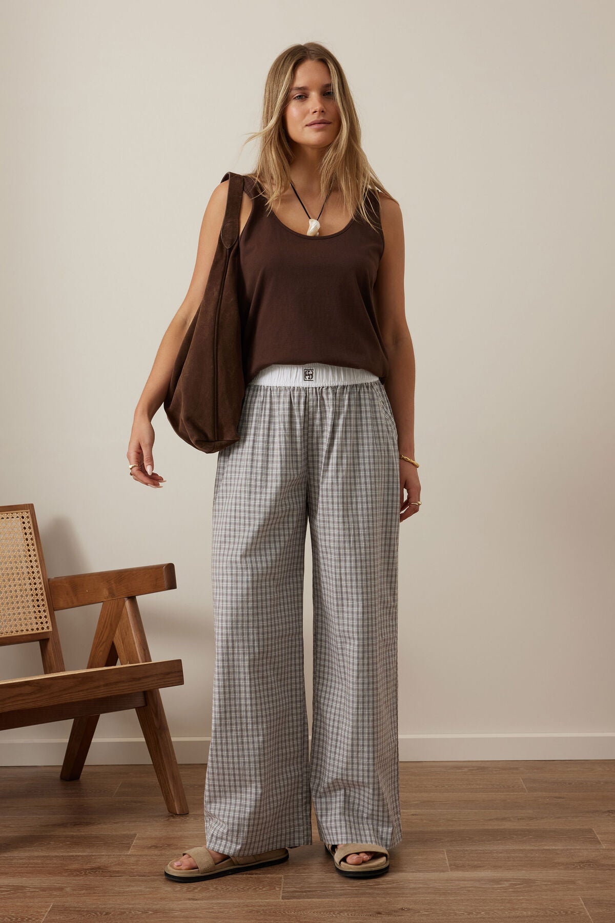 Ceres Life The Lounge Pant Toffee Check *PREORDER*