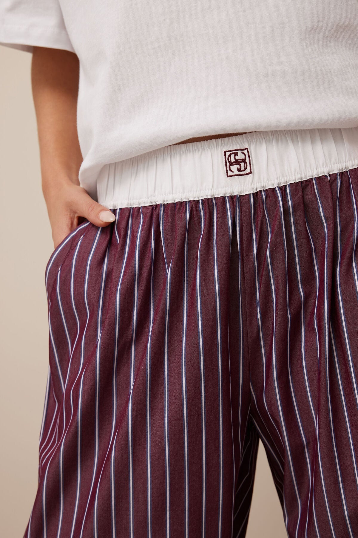 Ceres Life The Lounge Pant Burgundy Washed Navy Stripe *PREORDER*