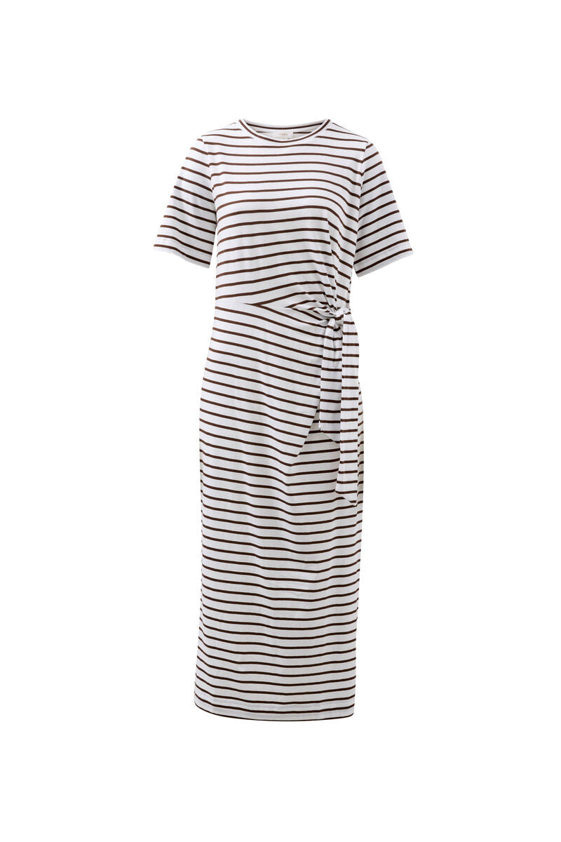 Ceres Life - Allora Tie Midi Tee Dress Choc Stripe