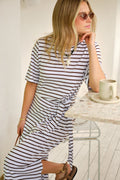 Ceres Life - Allora Tie Midi Tee Dress Choc Stripe