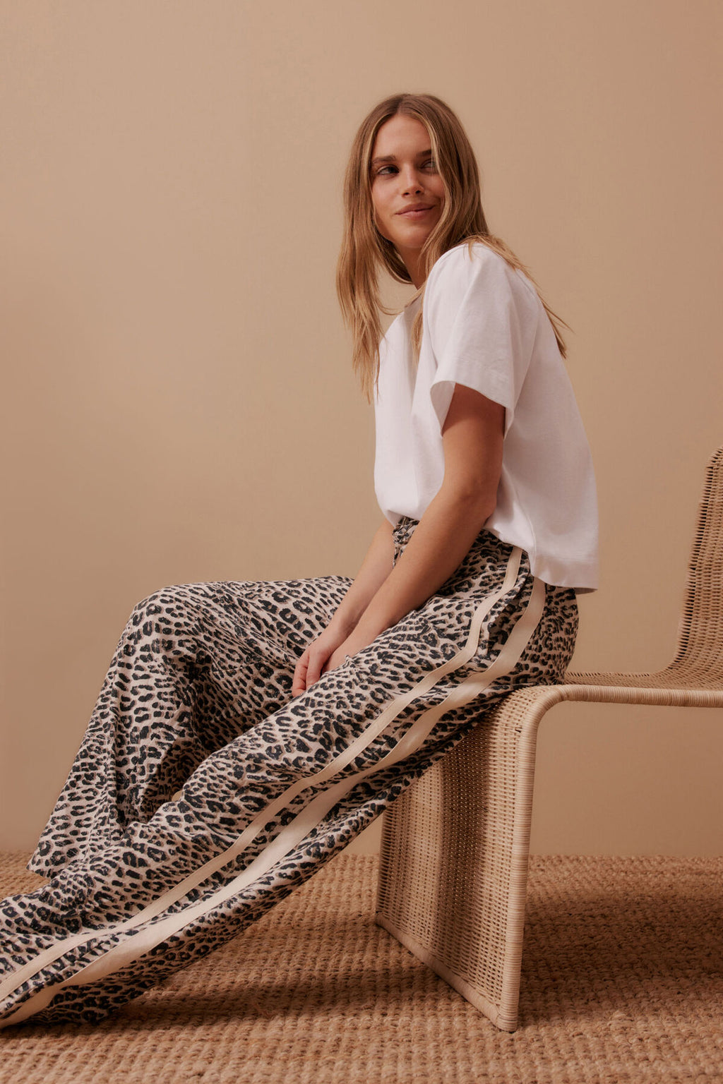 Ceres Life - Relaxed Drawstring Pant Leopard Linen Blend