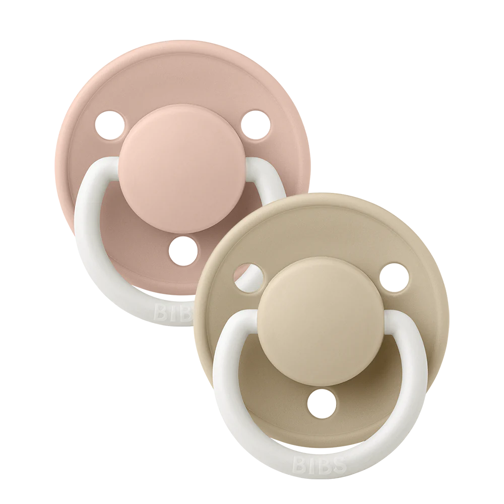 BIBS De Lux Soother Double Pack - GLOW -Assorted (Round/Natural Rubber)