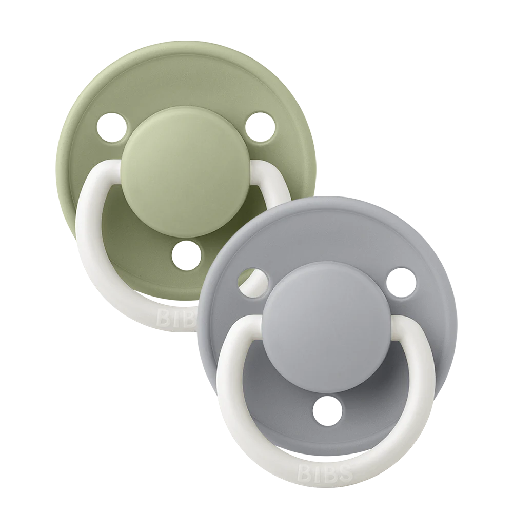 BIBS De Lux Soother Double Pack - GLOW -Assorted (Round/Natural Rubber)