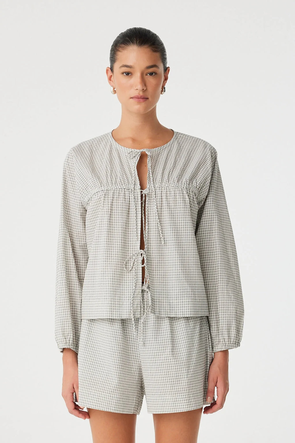 ARCAA Chloe Tie Ft Blouse - Black Check