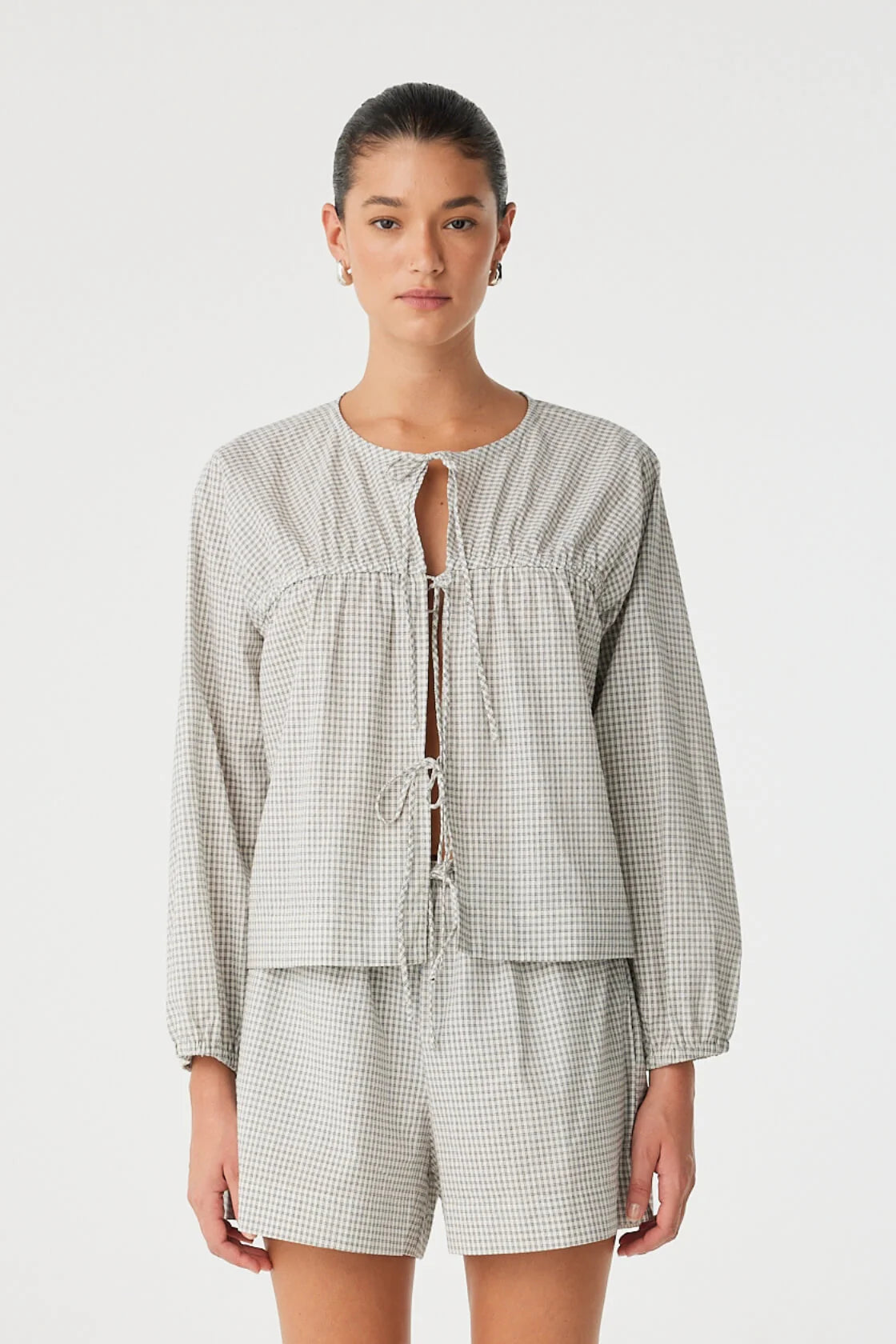 ARCAA Chloe Tie Ft Blouse - Black Check