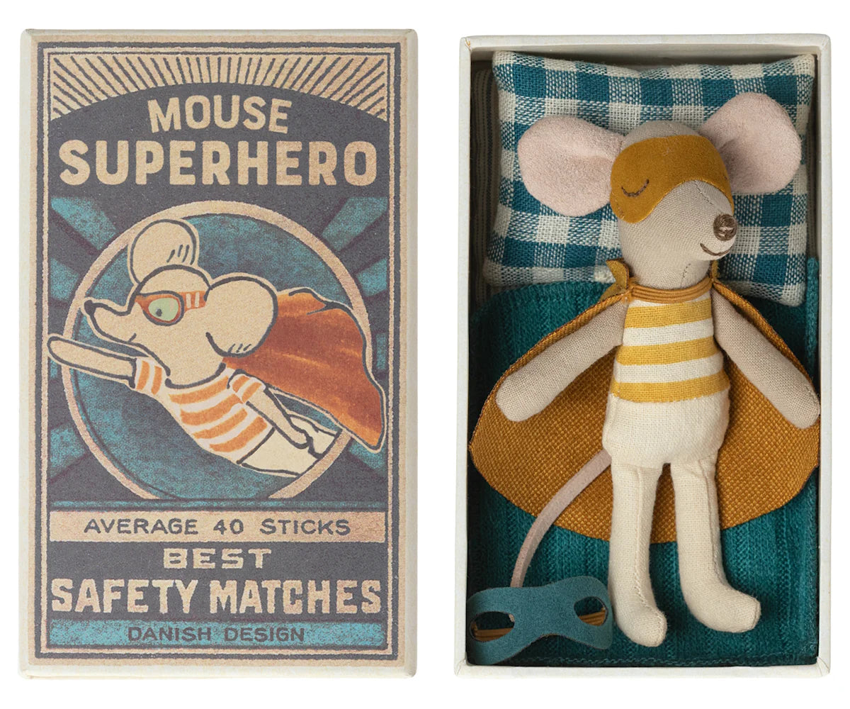 Maileg Super Hero Mouse in Matchbox