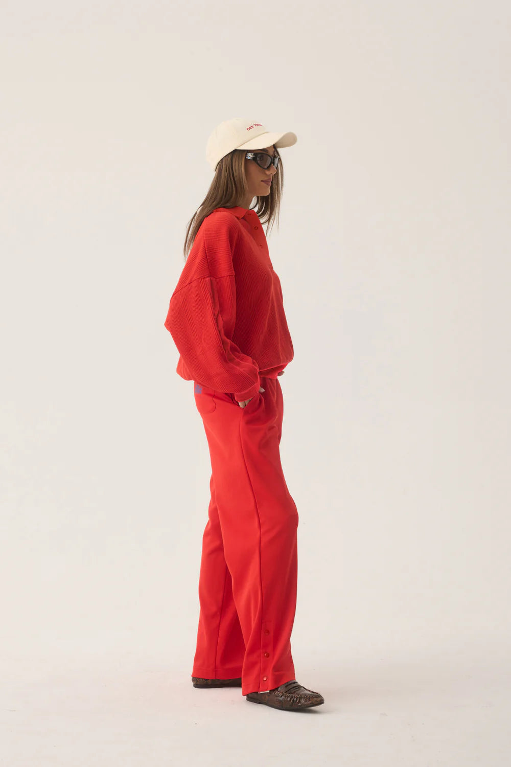 Araminta James Tiva Waffle Sweatshirt Apple Red