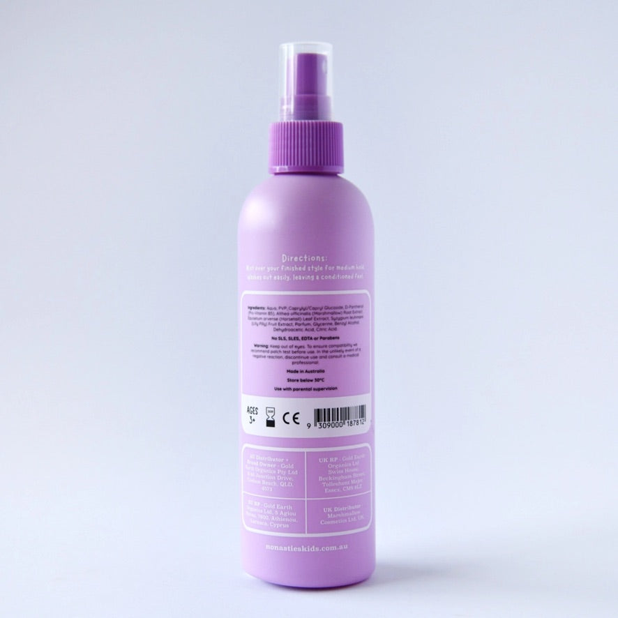 No Nasties Kids Plant Based Alcohol Free Hair Spray in Calming Lavender and Fresh Lime 200ml