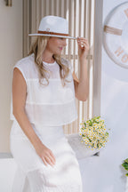 Sundaise Bianca Panama White Suede Trim Hat