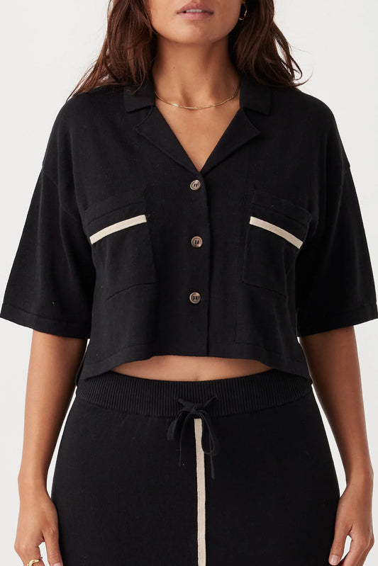 ARCAA Quinn Cropped Shirt - Black & Taupe