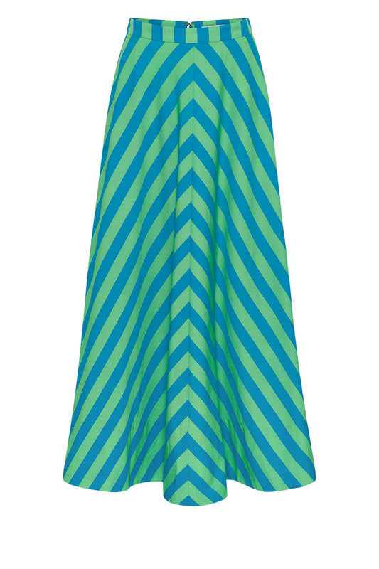 Bohemian Traders Stripe Circle Skirt-Azure/Fern Stripe