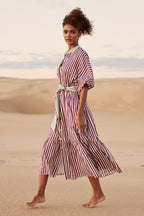 Bohemian Traders Dolman Dress || Grape Stripe