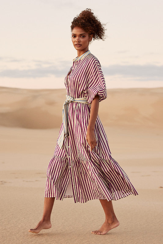 Bohemian Traders Dolman Dress || Grape Stripe