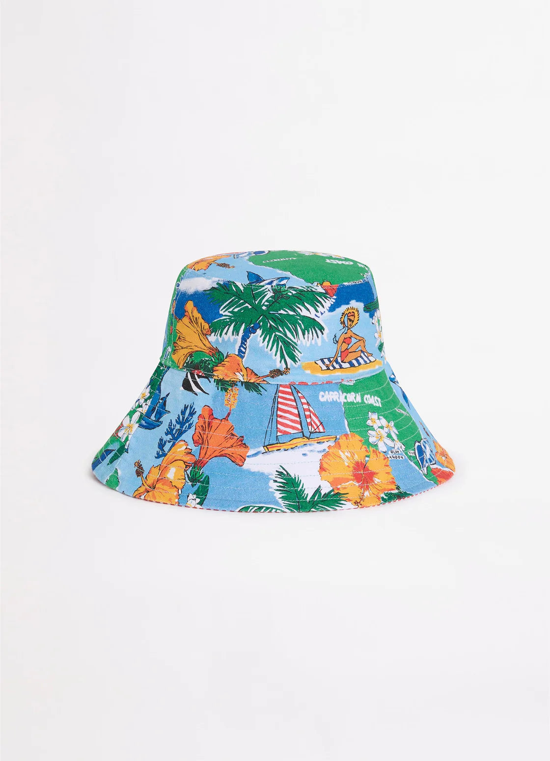 Seafolly Oversized Bucket Hat Viva Vacation Powder Blue