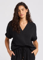 Seafolly - Double Gauze V-Neck Top - Black