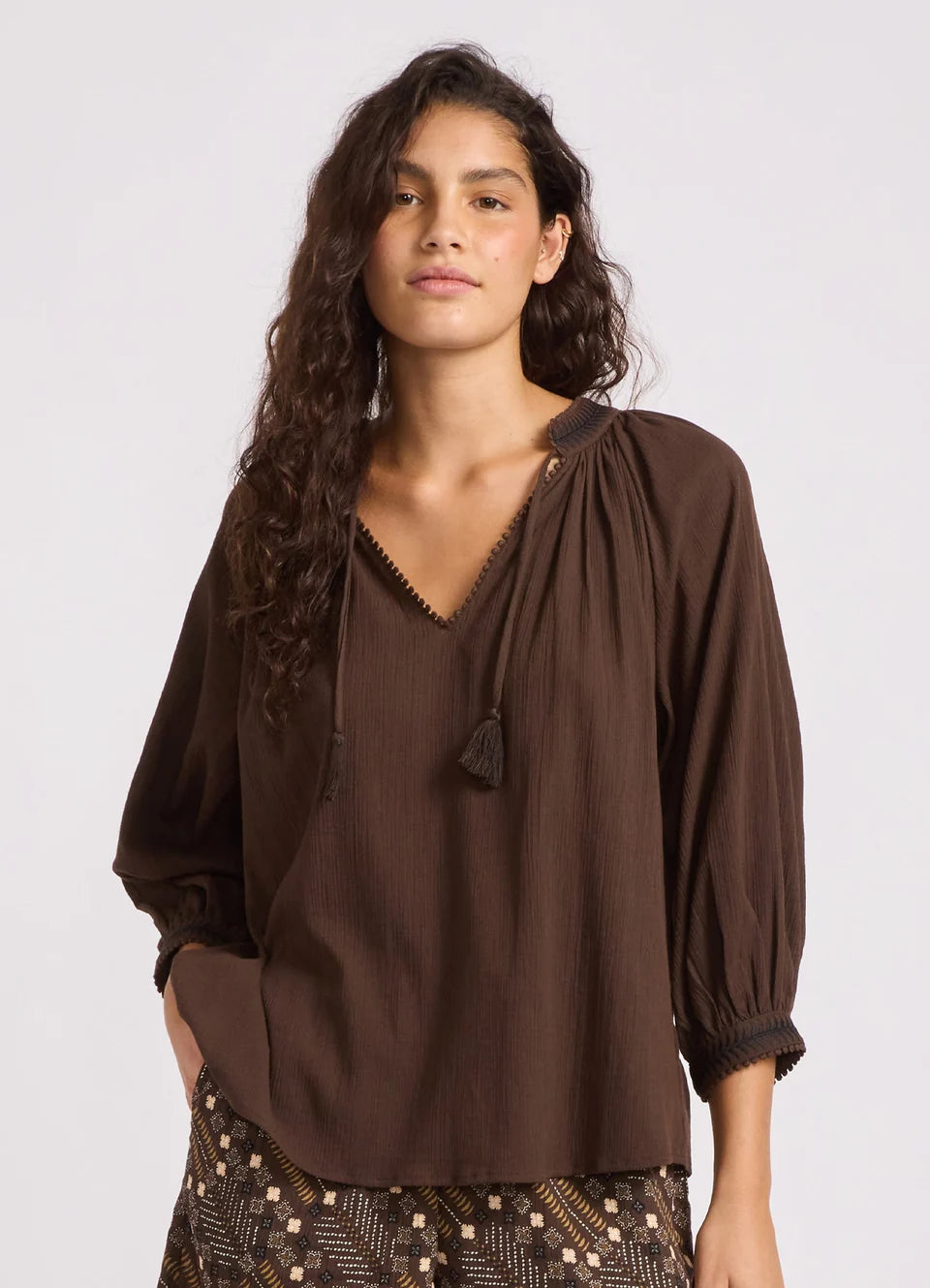 Seafolly - Crinkle Gauze Trim Peasant Blouse - Assorted