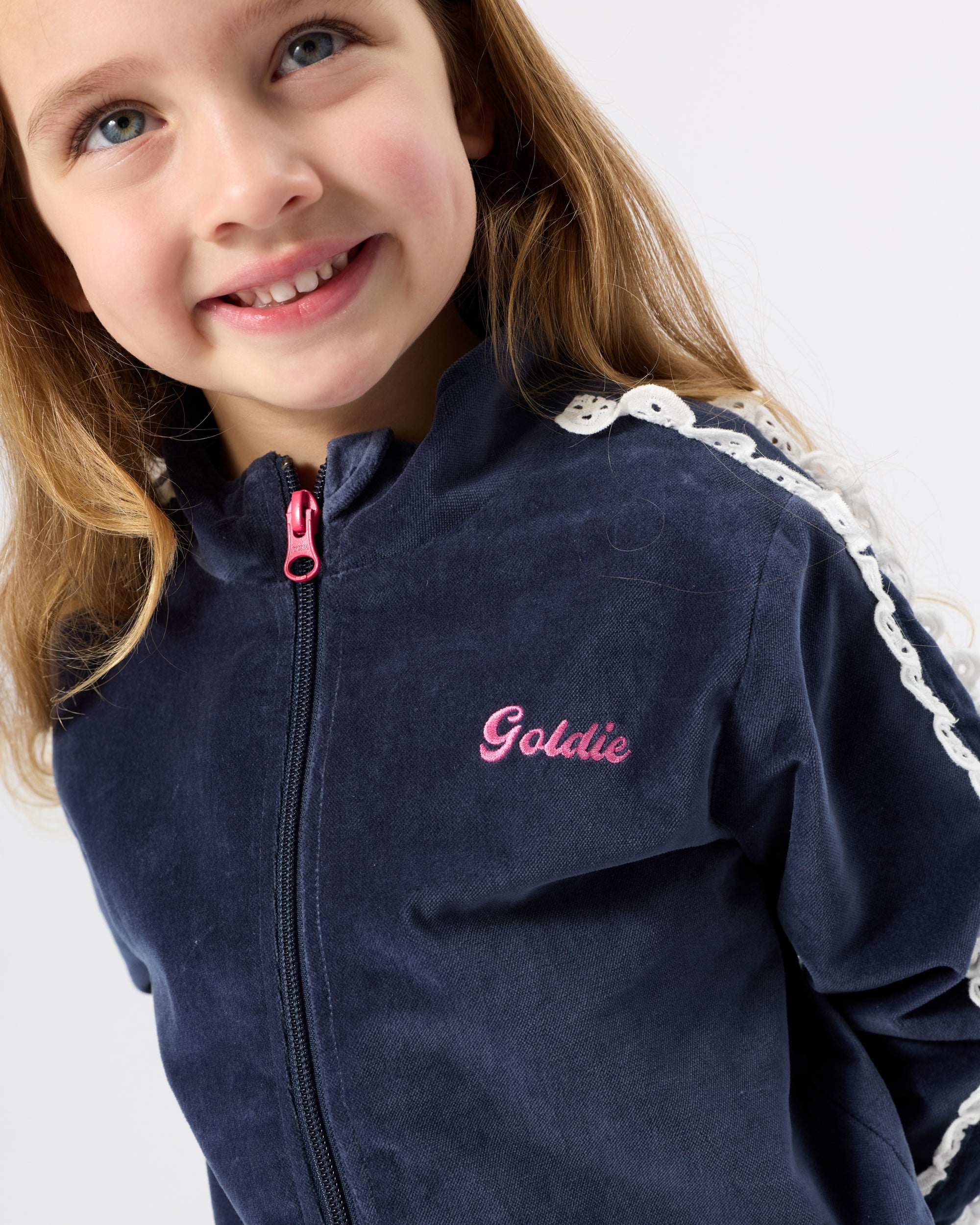 Goldie + Ace Velour Broderie Sweat Jacket