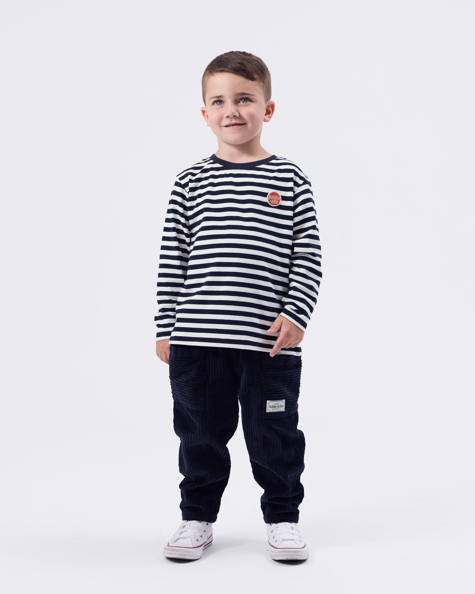 Goldie + Ace Essential Stripe Longsleeve Top Navy