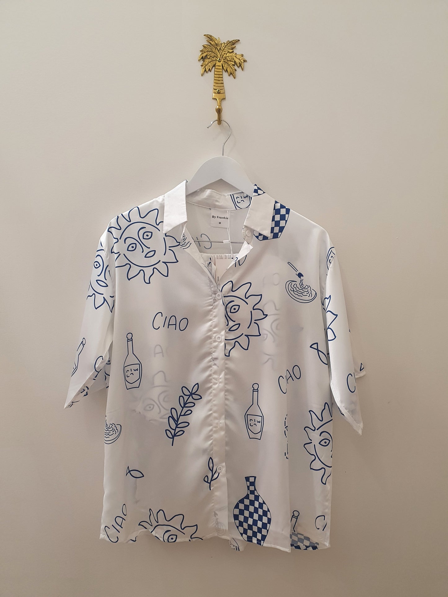 By Frankie- Button Up Shirt and Shorts Set- Ciao White/Blue