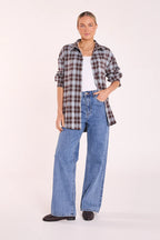 Feather & Noise Luca Shirt Blue Chocolate Check