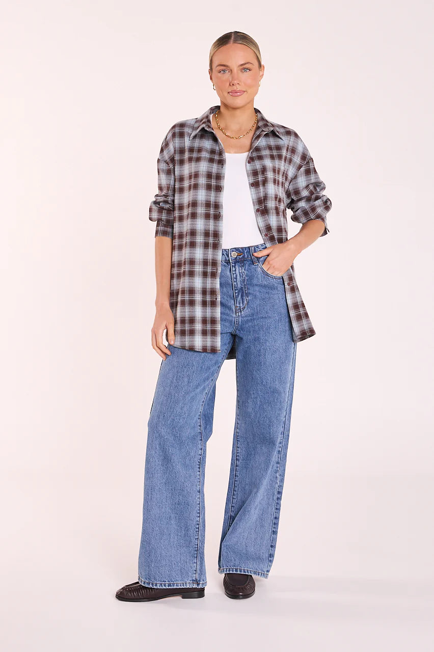 Feather & Noise Luca Shirt Blue Chocolate Check