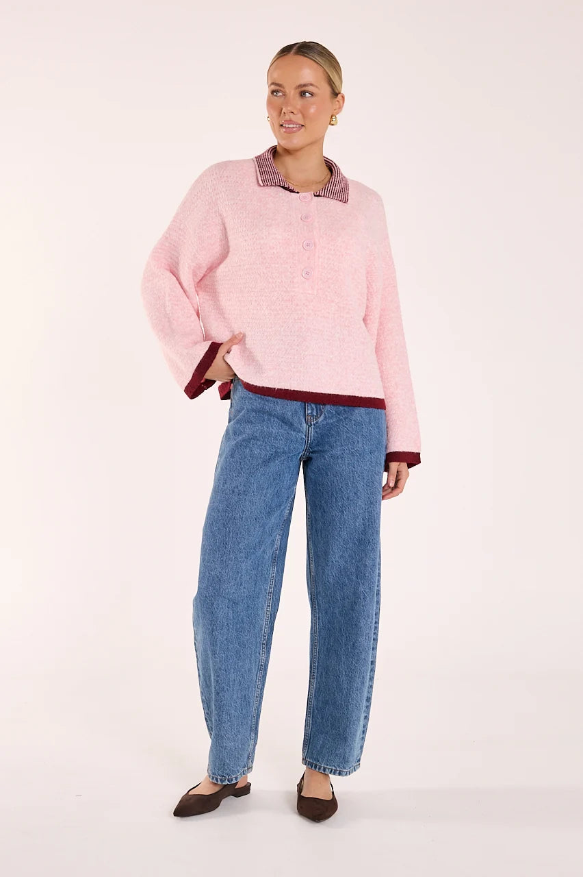 Feather & Noise Ember Knit Pink Burgundy