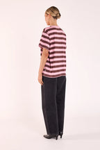 Feather & Noise Carter Bold Tee Violet Plum Stripe
