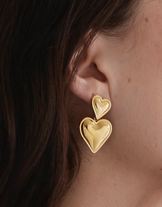 GIMME - Alexandra Double Heart Earrings (Gold & Silver)