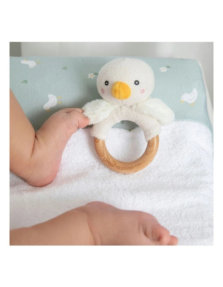 Living Textiles Teething Ring And Dummy Chain- Goosey Goosey