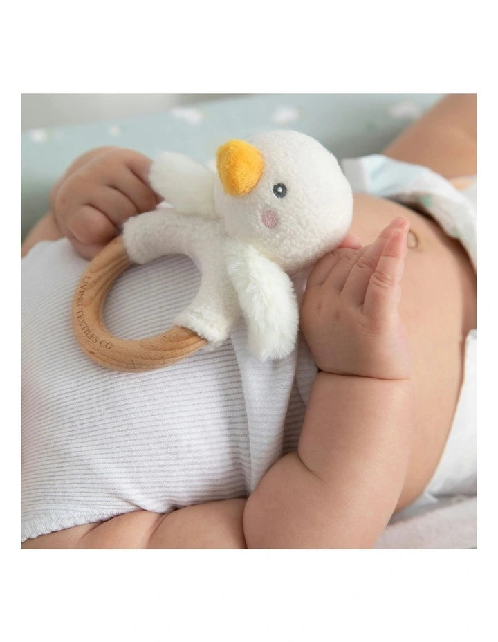 Living Textiles Teething Ring And Dummy Chain- Goosey Goosey