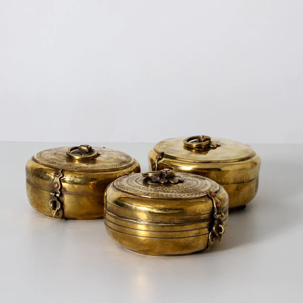 INDIGO LOVE Indian Brass Chapati Box