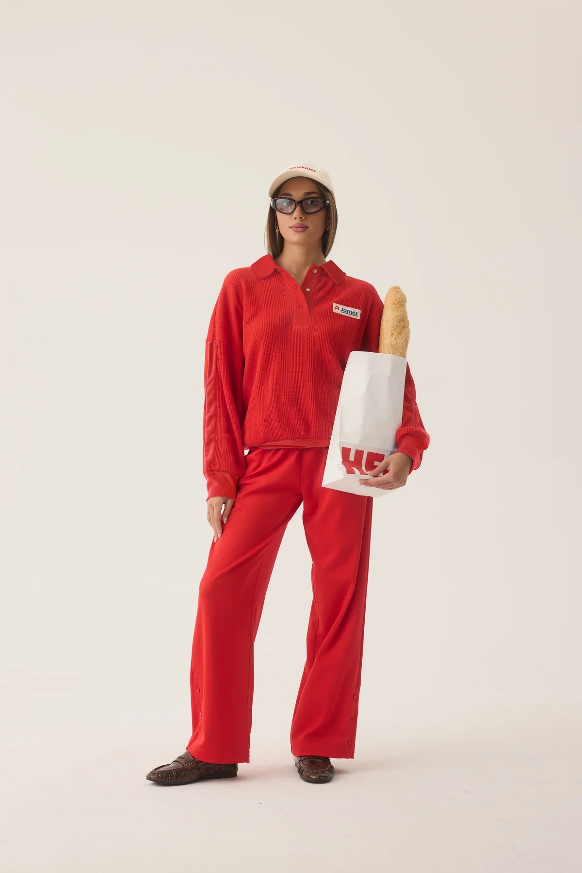 Araminta James Tiva Waffle Sweatshirt Apple Red