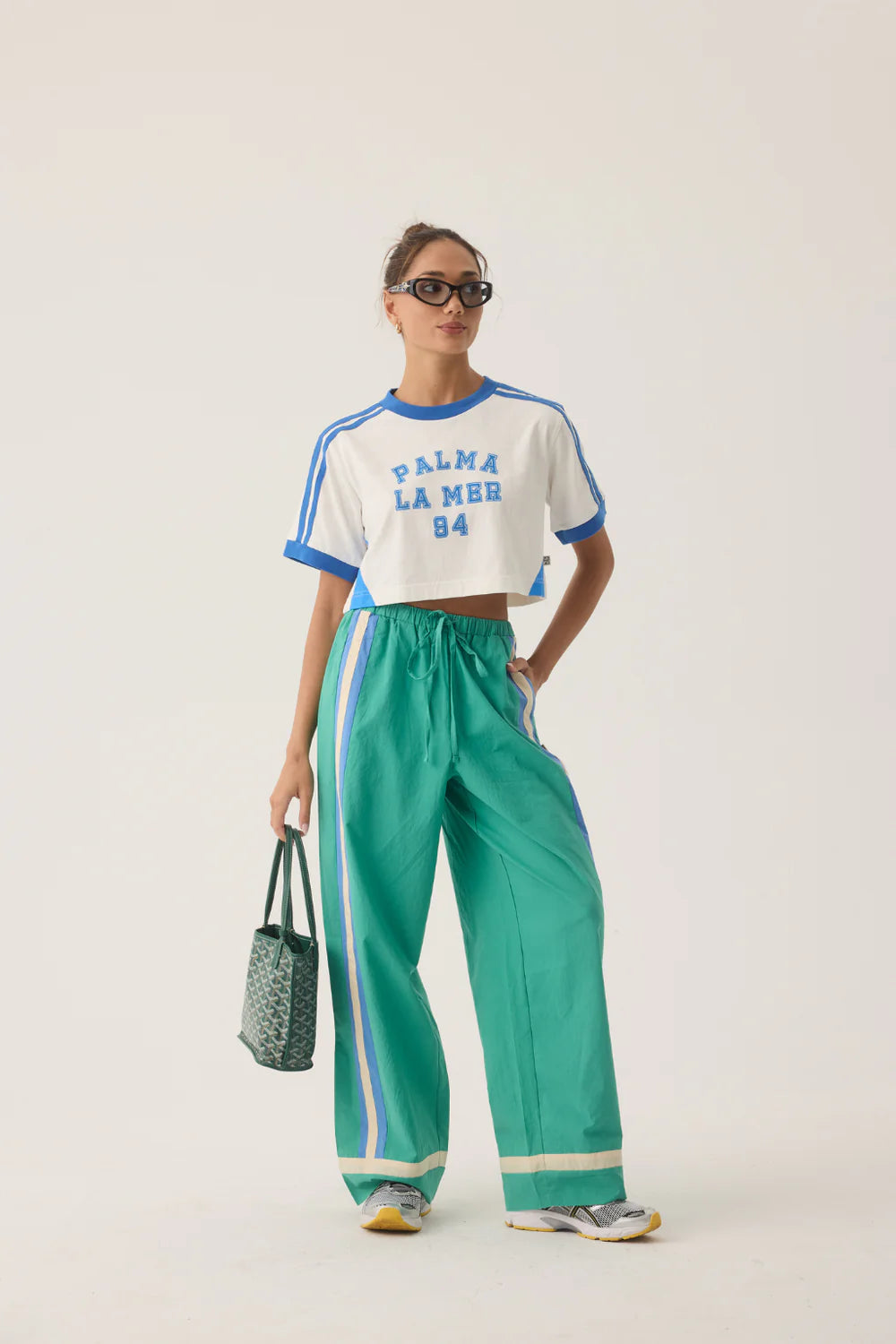 Araminta James La Mer Stripe Pant Jade Green
