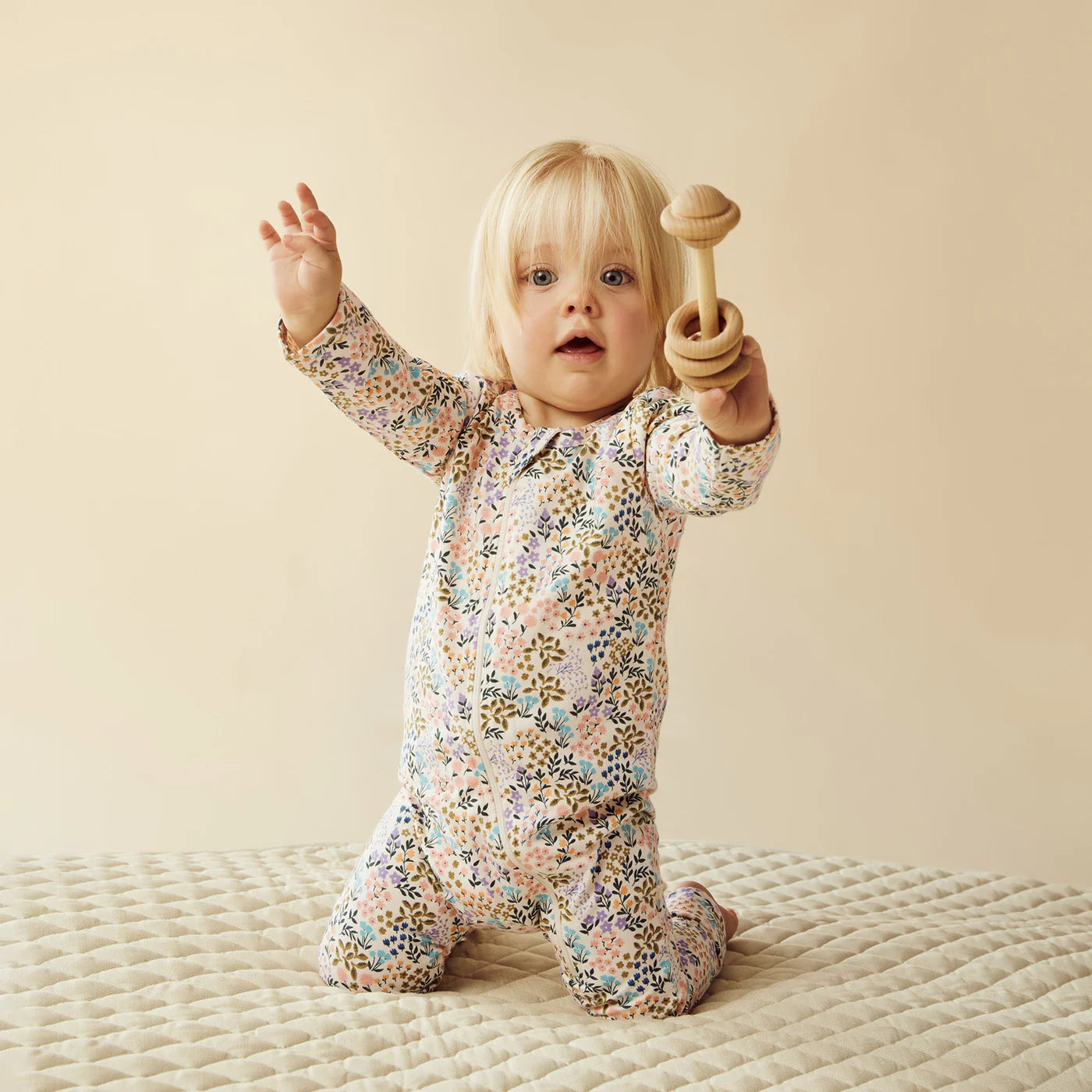 Wilson & Frenchy Tiny Bloom Organic Zipsuit With Feet