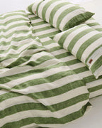 Kip & Co - Moss Stripe Linen Fitted Sheet