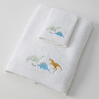 Jiggle & Giggle Dallying Dino Bath Towel & Face Washer in Organza Bag