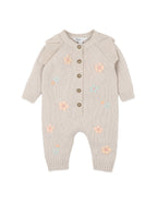 Bebe Fern Hand Emb. Organic Knit Romper