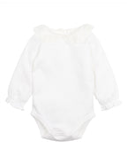 Bebe Girls Lace Collar LS Bodysuit