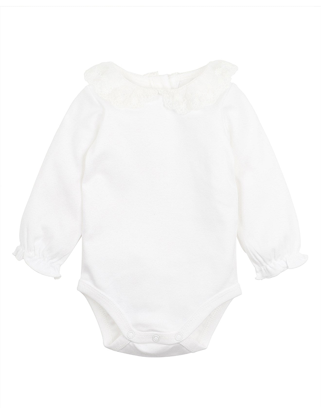 Bebe Girls Lace Collar LS Bodysuit
